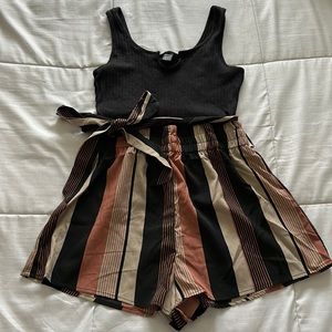 Romper with tie waist.